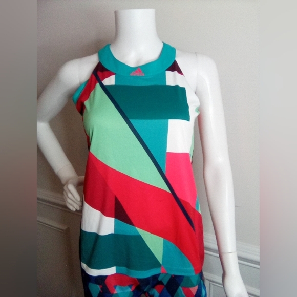 Adidas Girls Multicolor Geometric Adizero Tennis Tank Top - Picture 3 of 11